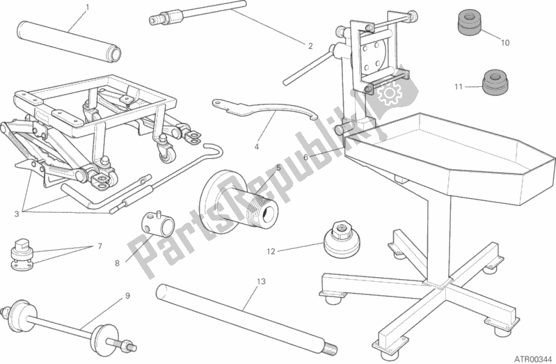 All parts for the Workshop Service Tools (frame) of the Ducati Hypermotard 950 SP USA 2020